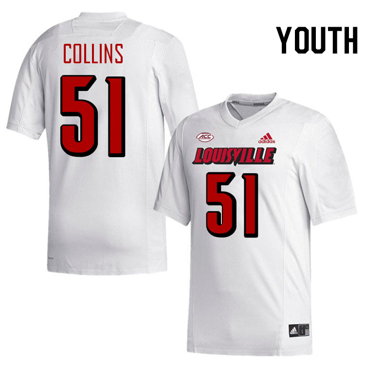 Youth #51 Austin Collins Louisville Cardinals College Football Jerseys Stitched-White